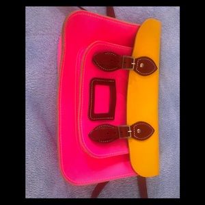 Uk Satchel Company neon pink, burgundy and yellow